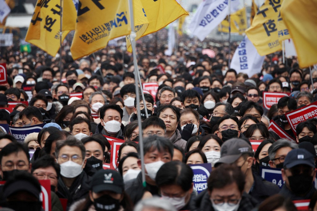 南韓醫生今年3月曾集體罷工示威，抗議政府擴招醫科生。路透社