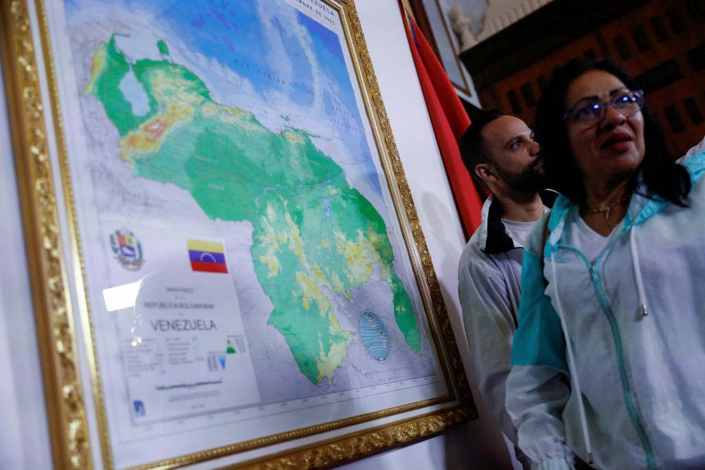委內瑞拉最新地圖顯示有主權爭議的埃塞奎博地區，已納入委國版圖。路透社