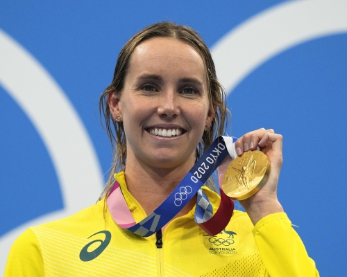 麥姬朗今日多添兩金，取四金三銅成奧運游泳史上單屆最多獎牌女將。AP