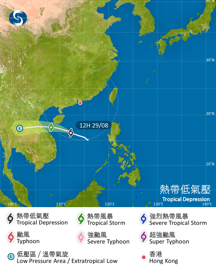 位於南海中北部的熱帶氣旋會在今明兩日移向海南島以南海域至越南中北部一帶。天文台網站圖片 位於南海中北部的熱帶氣旋會在今明兩日移向海南島以南海域至越南中北部一帶。天文台網站圖片