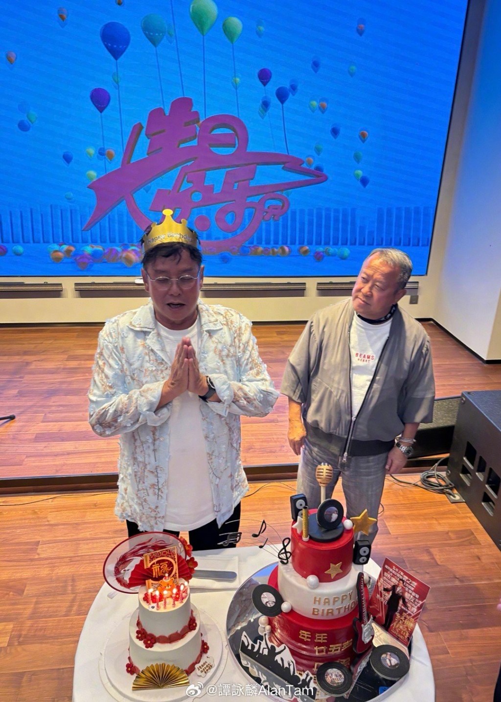 曾志偉出席譚詠麟慶生活動。
