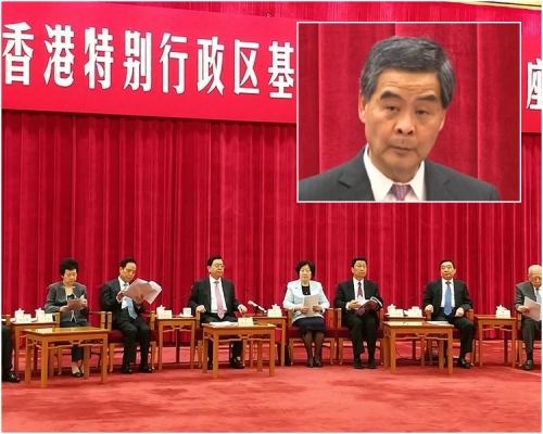 梁振英香港基本法實施二十周年座談會上發言。楊浚源攝