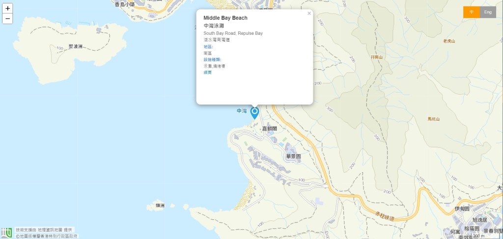 中湾泳滩地图。网上截图