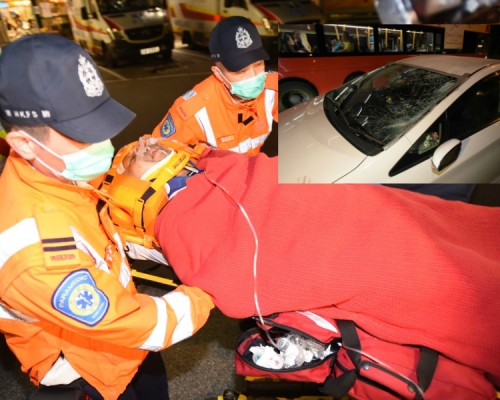 藍田私家車撞倒一對過馬路父子//涉事私家車