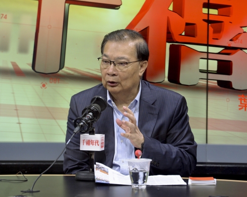 譚耀宗說，希望月底人大常委會能討論港區國安法。 資料圖片