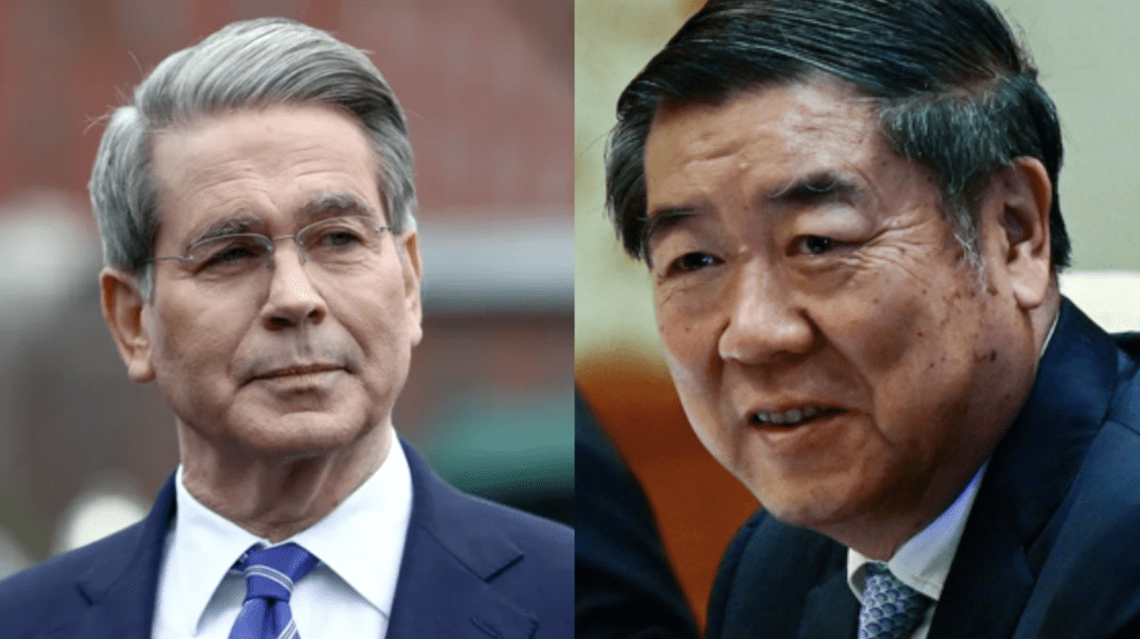 國務院副總理何立峰(右)將於周五起訪問瑞士4日,期間與美國財長貝森特進行中美經貿高層會談。路透社 國務院副總理何立峰(右)將於周五起訪問瑞士4日,期間與美國財長貝森特進行中美經貿高層會談。路透社