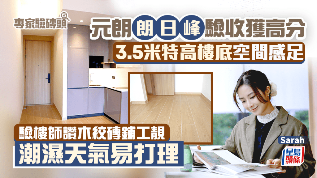 元朗朗日峰驗收獲高分 3.5米特高樓底空間感足 驗樓師讚木紋磚鋪工靚 潮濕天氣易打理｜專家驗磚頭