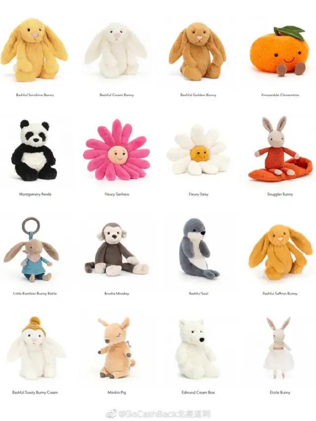 Jellycat的公仔質地極為柔軟。網上圖片 Jellycat的公仔質地極為柔軟。網上圖片