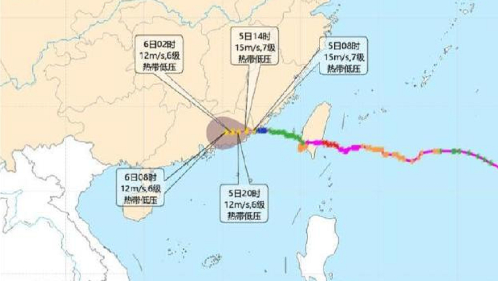 9月5日5時20分，颱風「海葵」的中心已在福建省東山縣再次登陸。