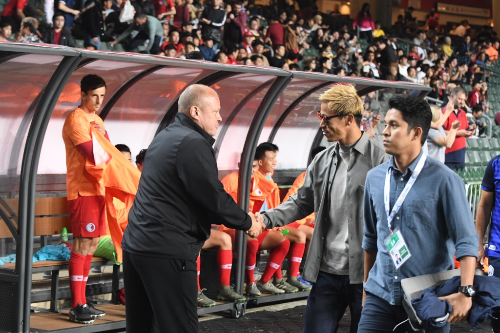 本田圭佑曾带领柬埔寨来港出战世界杯亚洲区次圈外围赛C组赛事，当时以0:2不敌港队。