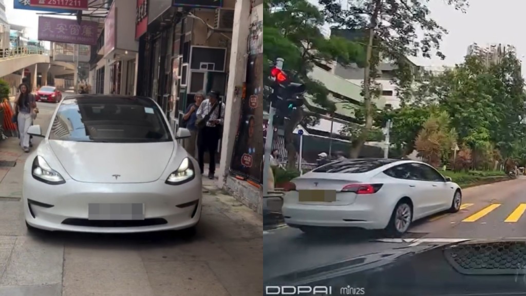 湾仔Tesla铲上行人路极危险 司机落网被检控 同车另涉医院外冲灯