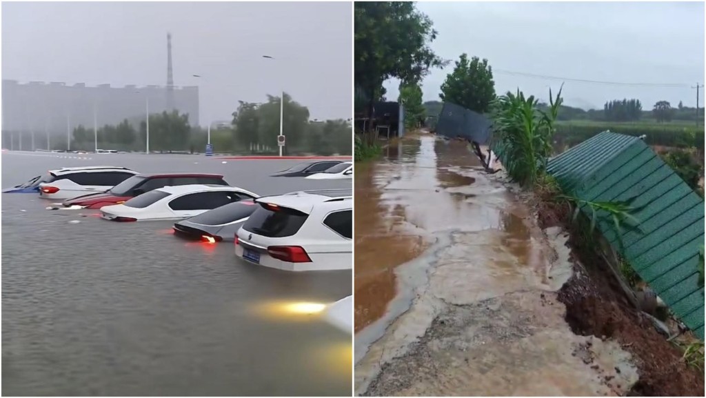 河北保定暴雨沖毀蠍子養殖場。