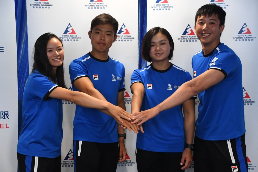 (左起)魏玮恩、欧令扬、马君正、郑清然盼在亚运冲击奖牌。吴家祺摄