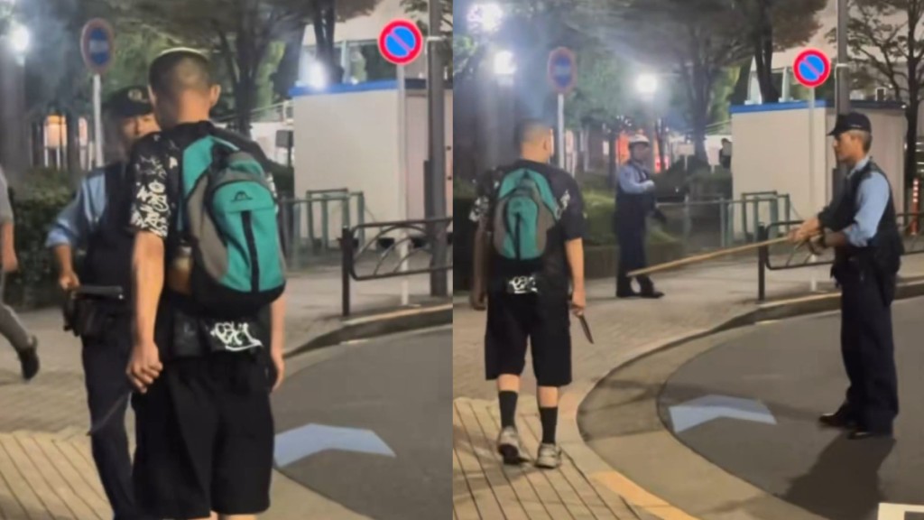 東京龜有站現持刀男與警對峙，溫柔勸降遭日網民撻伐。X@Izumi_Sunagawa