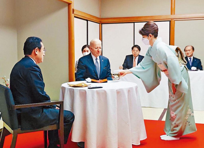 岸田首相夫人裕子，曾以茶道招待拜登。 資料圖片