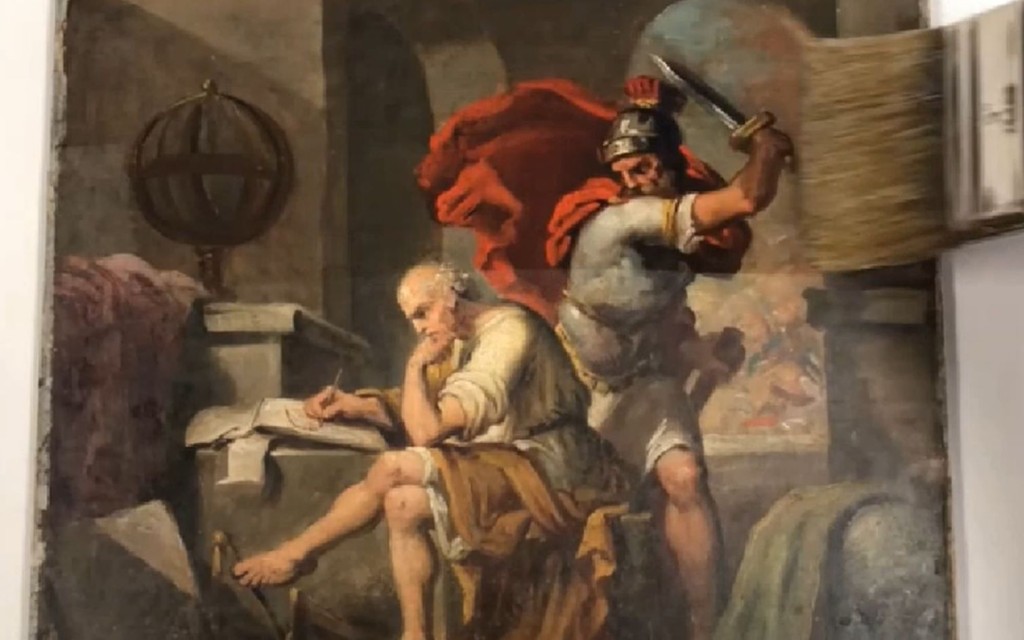 相传阿基米德被罗马军杀害。