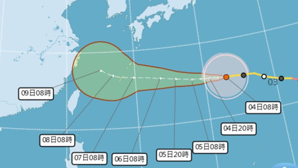 颱風「白海豚」逼近日本沖繩。台灣氣象署