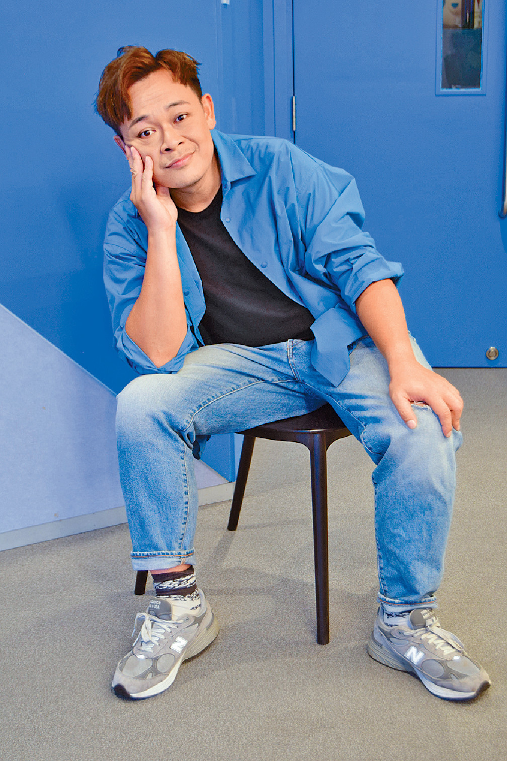 拍劇驚青
■首次正式拍劇的梁祖堯好驚青，最怕跟唔上節奏阻人收工。