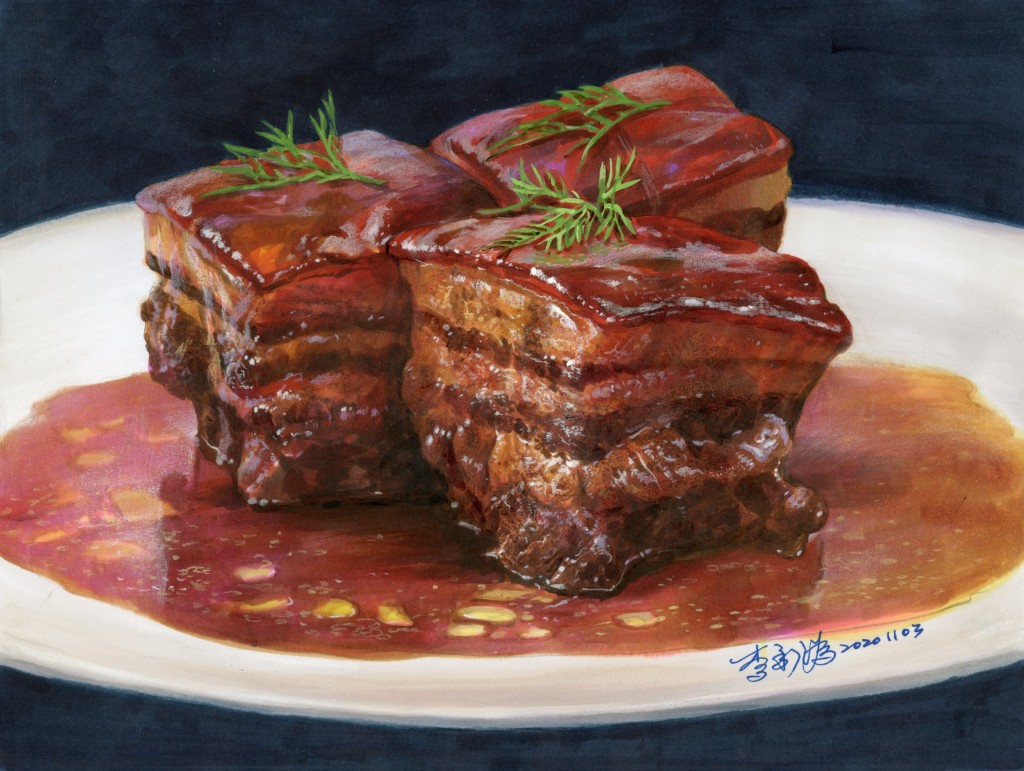 李承溈《東坡肉》麥克筆 紙本