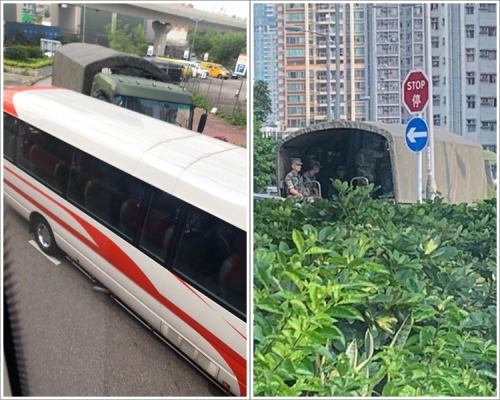 駐港解放軍車撞向小巴車尾。香港突發事故報料區 網民:Ovo Ng
