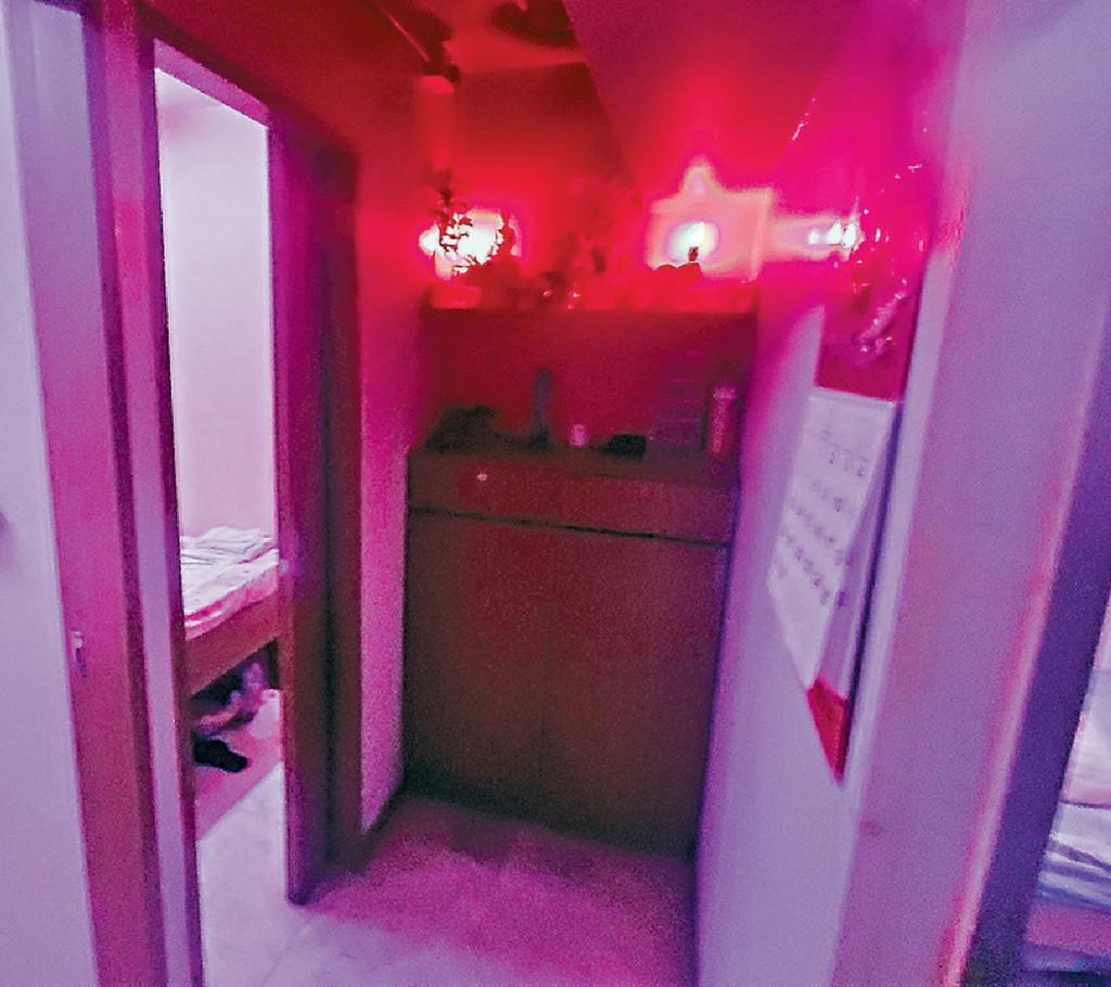 ■單位內裝有紫色光管，貌似色情架步。
