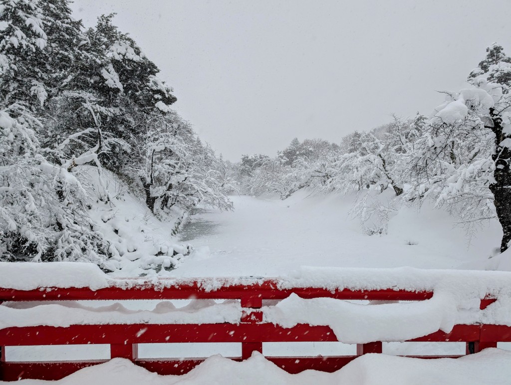 弘前公園被積雪覆蓋。（X@hixaca7）