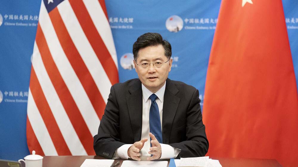 中国驻华盛顿大使馆发言人刘鹏宇发声明回应称,美方官员言论不负责任。 TWITTER图