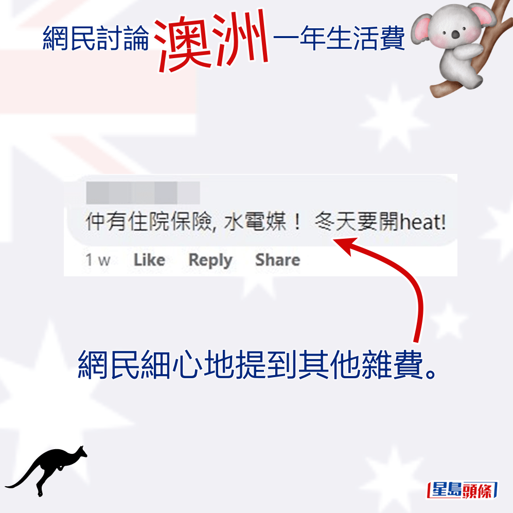 網民細心地提到其他雜費。fb「香港人移民澳洲🇦🇺」截圖
