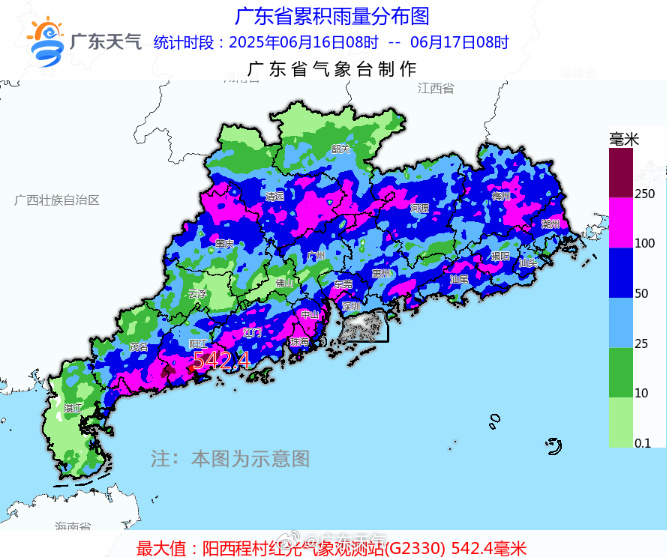 廣東大部分地區都是暴雨天氣。 廣東大部分地區都是暴雨天氣。