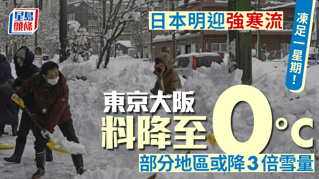 日本未來一周再迎寒流，東京大阪最低氣溫將降至0°C。