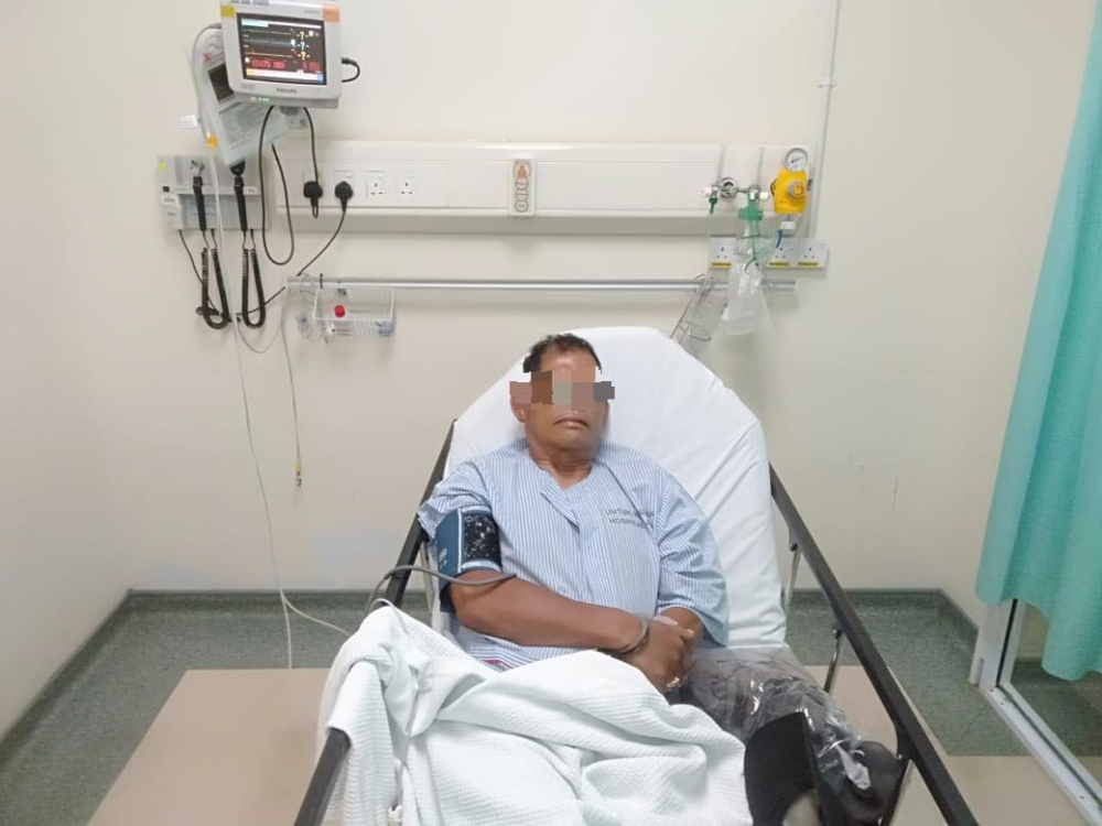 警方在醫院逮捕這名71歲嫌犯。亞庇警方圖片