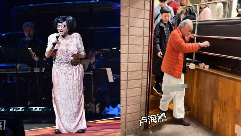 84歲盧海鵬真實健康狀態令人嘆息  落樓梯腳震腳軟需攙扶  神情呆滯無奈冷對粉絲