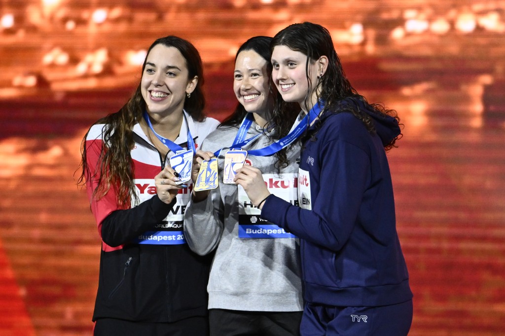 女子200米自由泳三甲泳手。AP 女子200米自由泳三甲泳手。AP