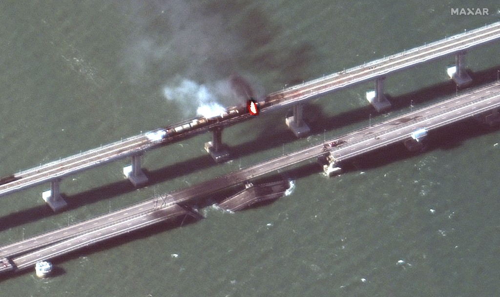 克里米亞跨海大橋10月8日被炸。AP