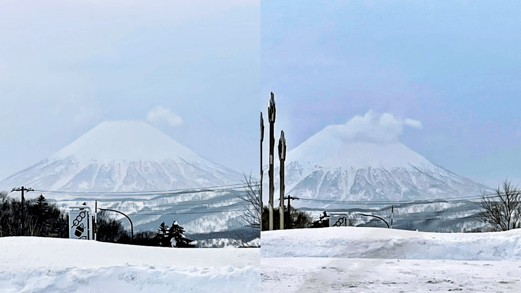 民眾拍攝到羊蹄山冒煙，猜測是雪崩位置。 網上圖片