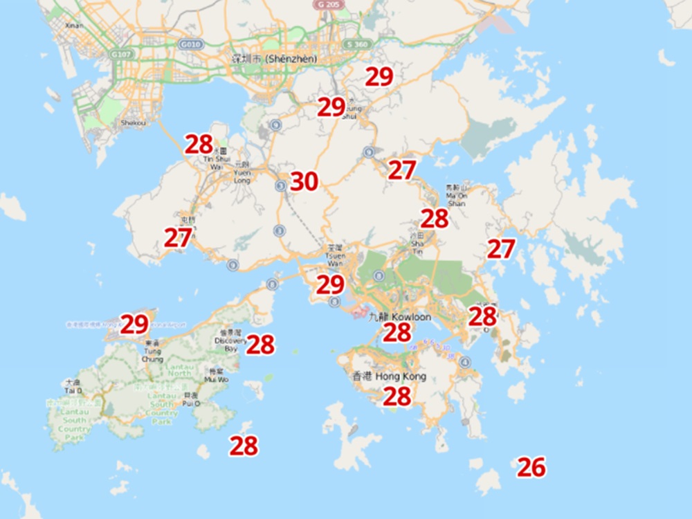 天文台分區天氣預測截圖