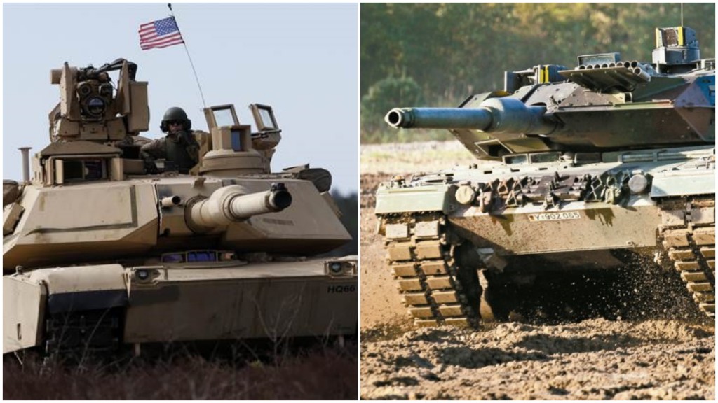 M1(左)和豹2(右)均是全球性最先近的坦克。