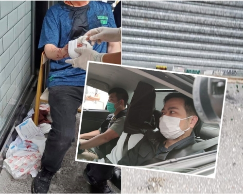 警方拘捕其中名男子(小圖)涉嫌傷人。梁國峰攝