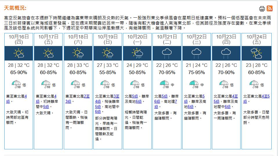 天文台九天天氣預報。天文台圖片 天文台九天天氣預報。天文台圖片