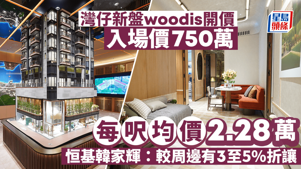 灣仔新盤woodis開價 首批50伙 入場價705萬 每呎均價2.28萬