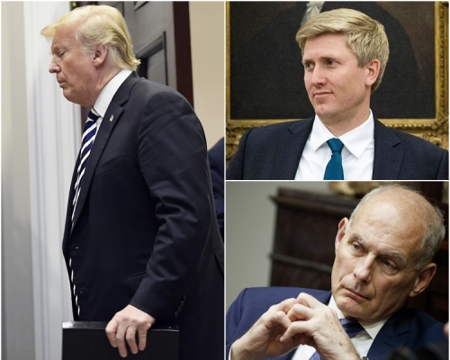特朗普（左）證實凱利（右下）年底離職（AP）。右上為艾爾斯。網圖
