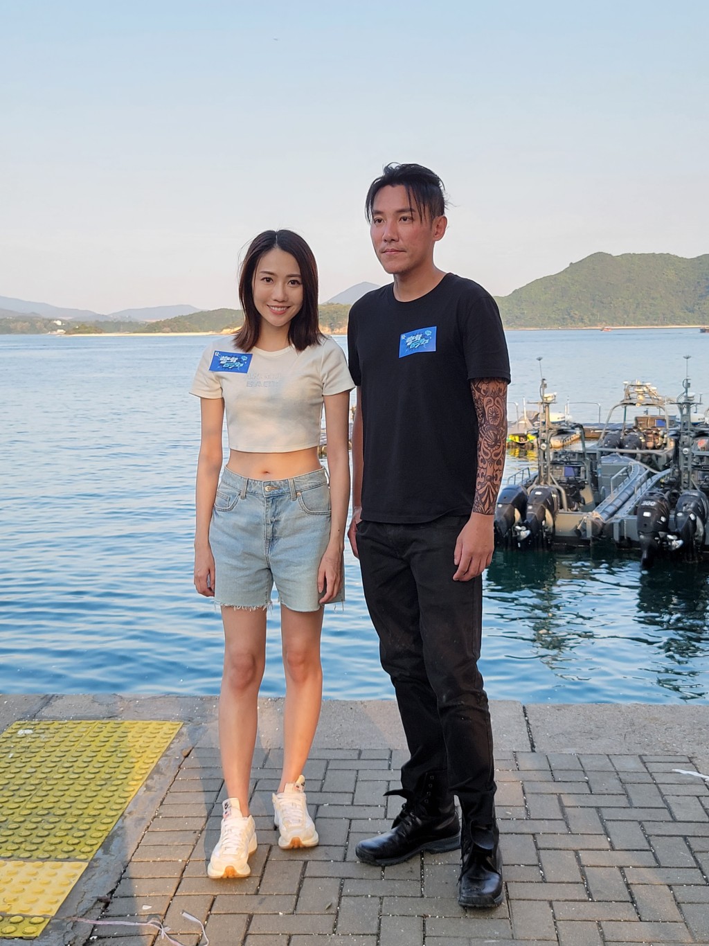 张頴康与阮嘉敏到西贡为节目《警声百二秒II》录影。
