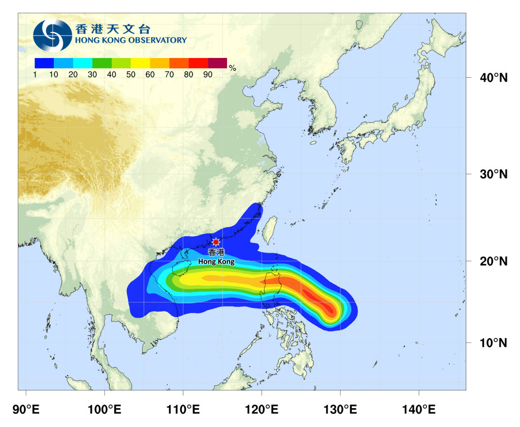 热带气旋潭美路径预测。