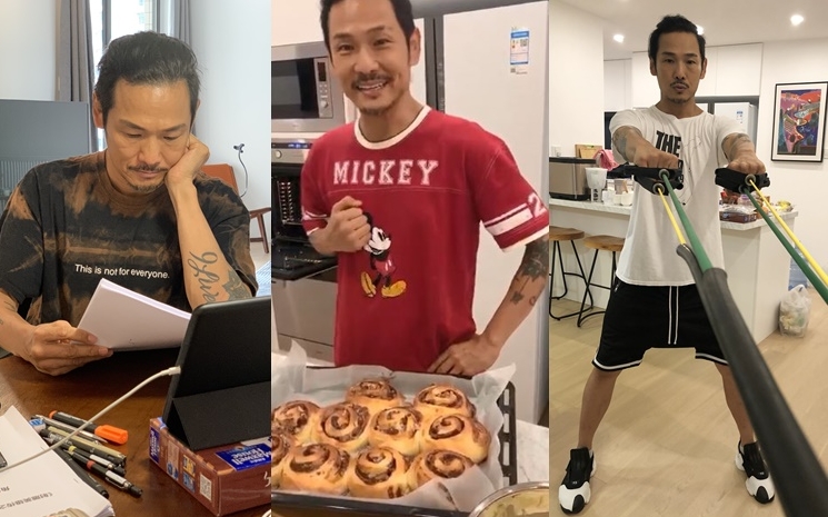 Alex隔離期間勤讀劇本,又炮製美食,食飽即做運動。