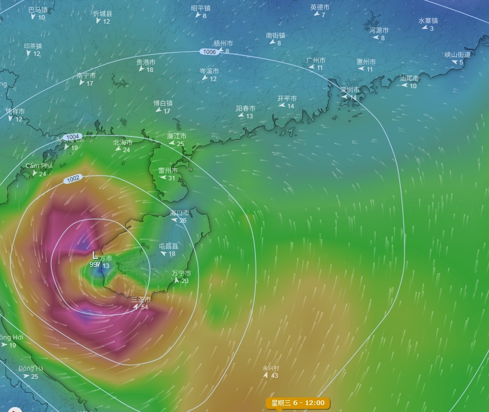 美國預報料風暴趨向海南島然後北上北部灣。網上圖片