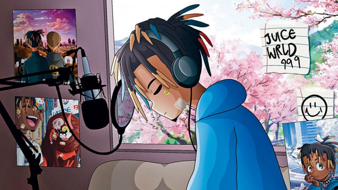 Hip-hop音樂一直啟發Andrew的創作，包括已故饒舌歌手Juice WRLD，這幅畫作表達了Andrew對他的緬懷。