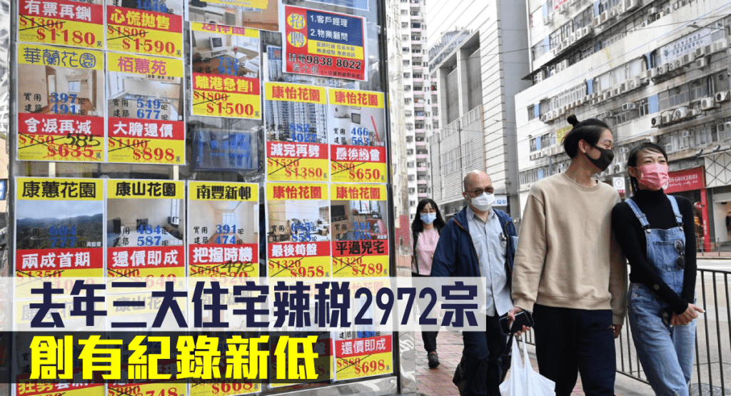 去年三大住宅辣稅2972宗創有紀錄新低。