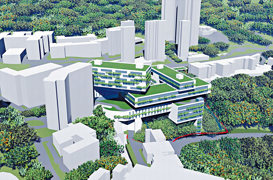 新教學大樓佔地逾一萬七千平方米，預料整個沙宣道校園未來能容納約一萬名師生。　