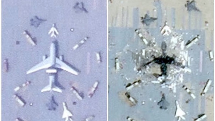 美國衞星公司照片指解放軍在新疆一處靶場,以類似E-767的大型飛機作演練目標。網上圖片