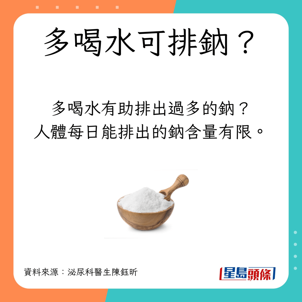  减钠饮食｜多喝水有助排出过多的钠？